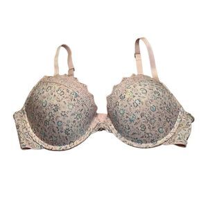 34C Lucky Brand Peach Floral push-up Bra, calico, underwire 34C